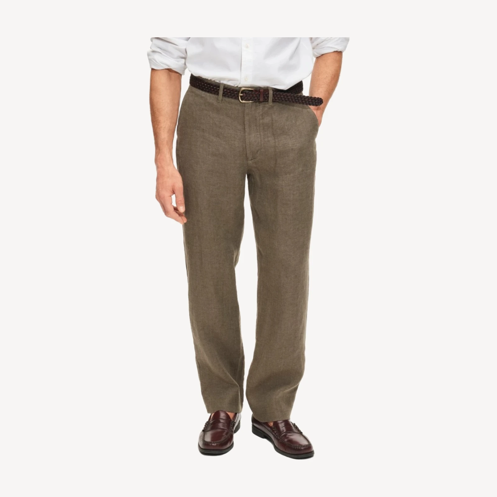 Classic-fit trouser in linen herringbone