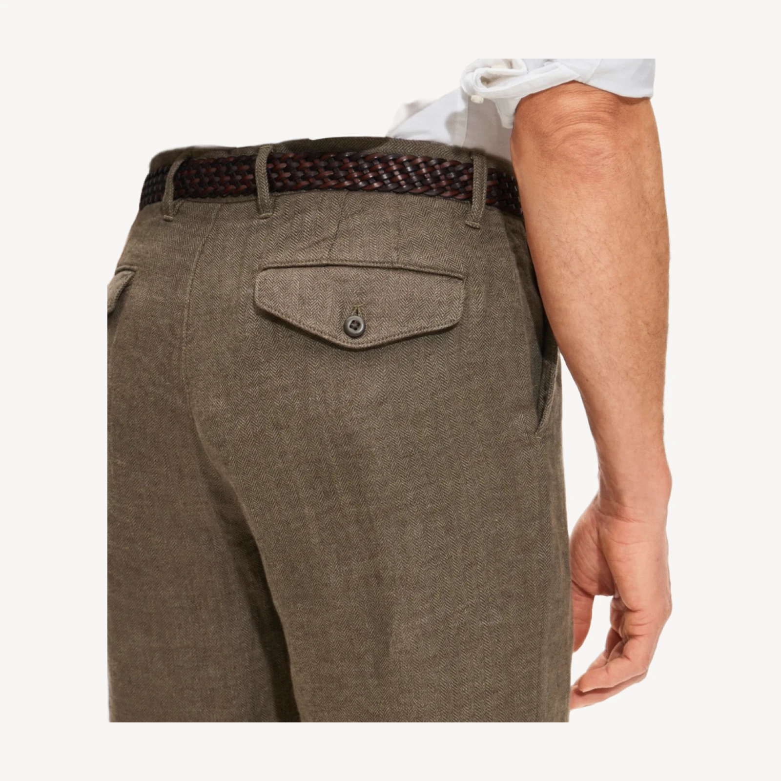 Classic-fit trouser in linen herringbone