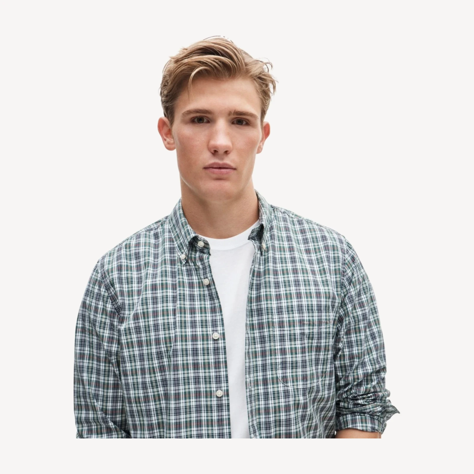 Poplin shirt with button-down collar