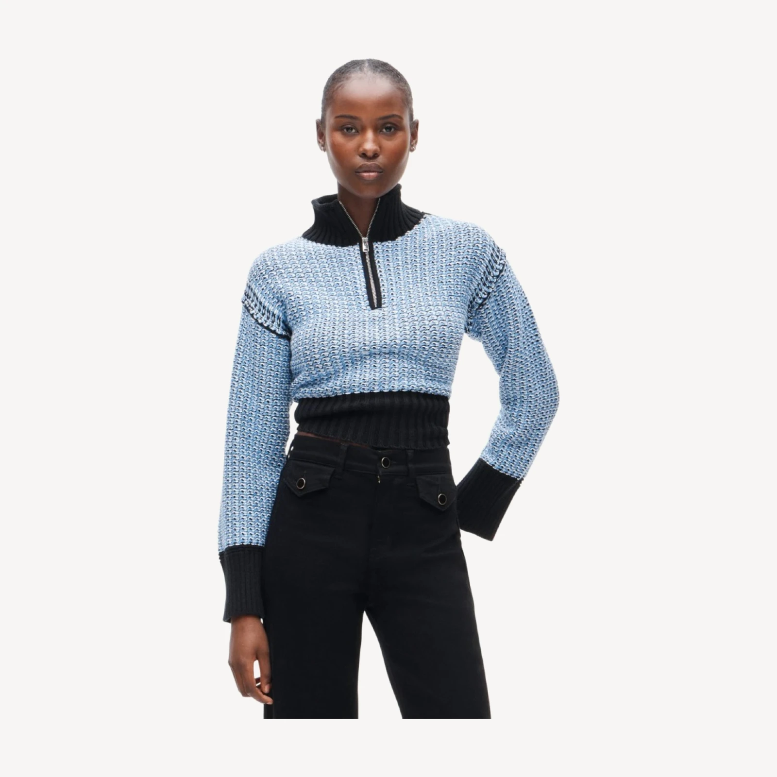 Tiny Rollneck™ in colorblock tweed stitch