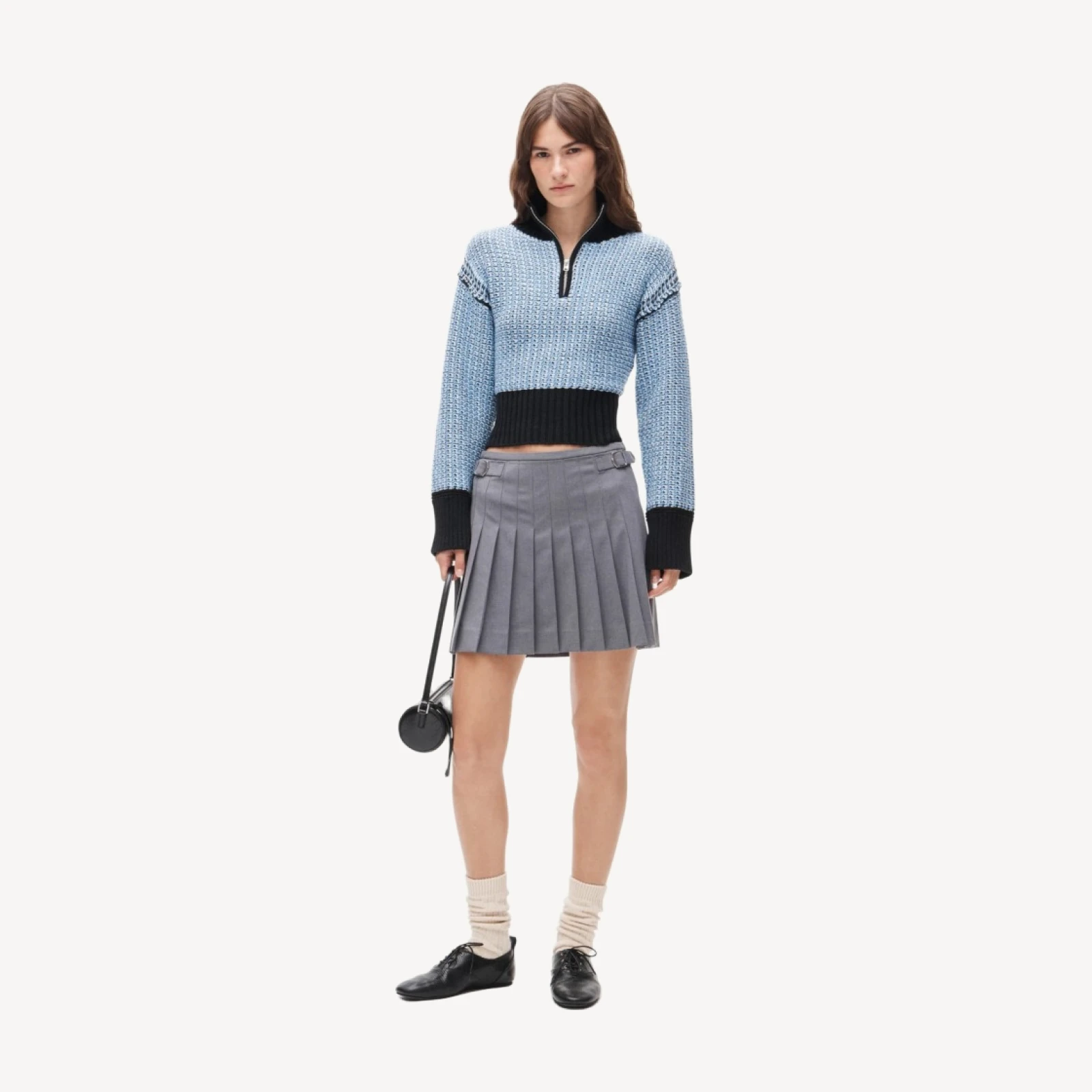 Tiny Rollneck™ in colorblock tweed stitch