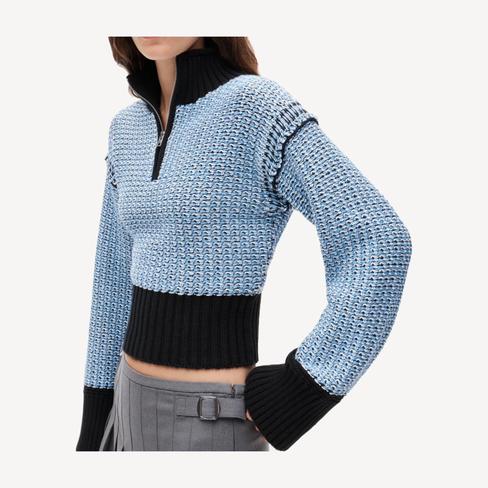 Tiny Rollneck™ in colorblock tweed stitch