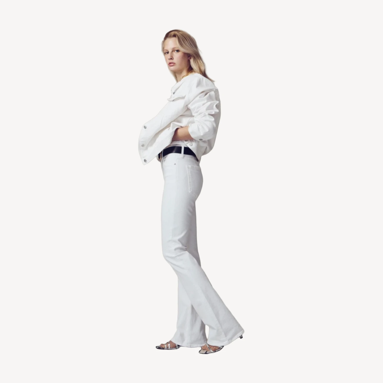Skinny flare jean in white wash