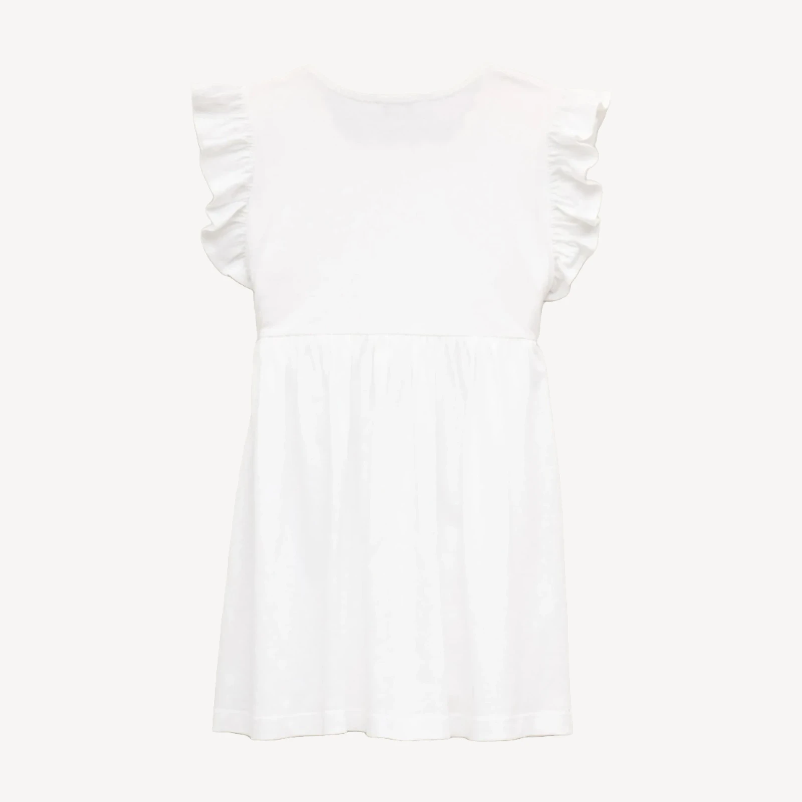 Girls' crochet ruffle-sleeve dress in jersey