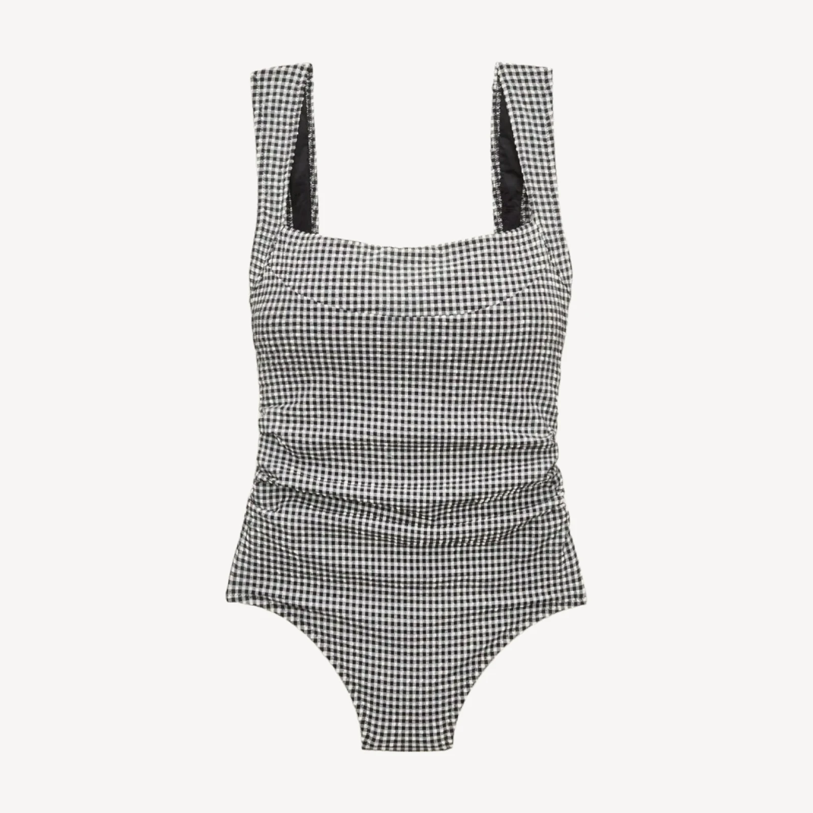 Nia ruched squareneck one-piece in gingham