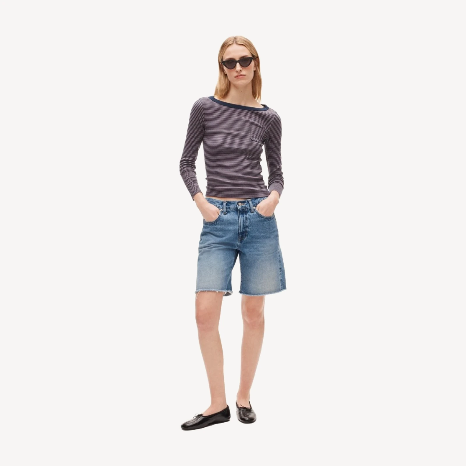 Perfect-fit three-quarter sleeve T-shirt in stripe