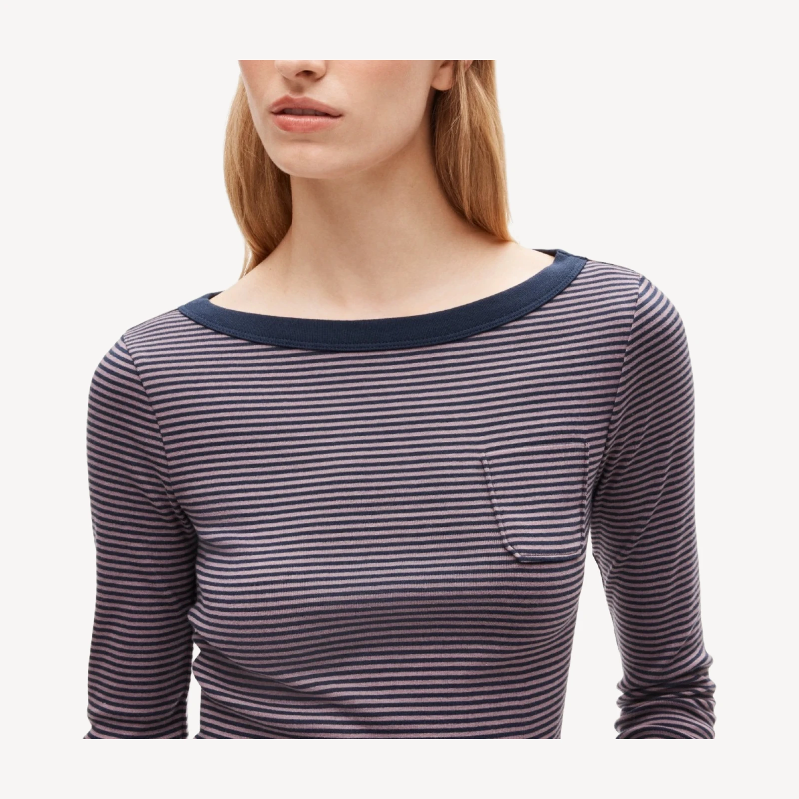 Perfect-fit three-quarter sleeve T-shirt in stripe