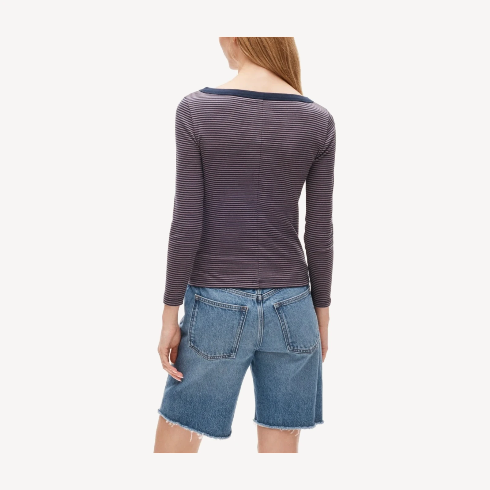 Perfect-fit three-quarter sleeve T-shirt in stripe