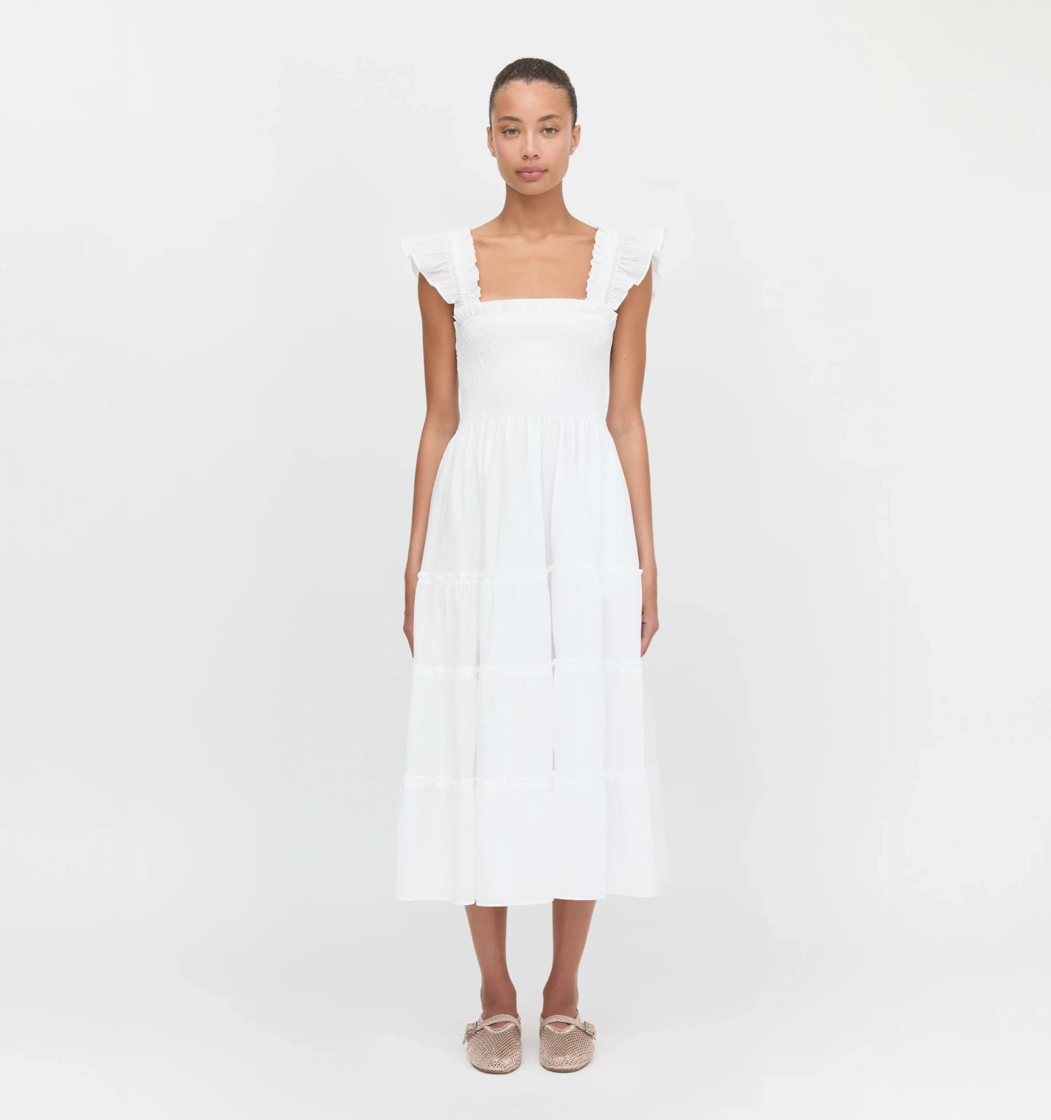 The Ellie Nap Dress - White Shadow Stripe