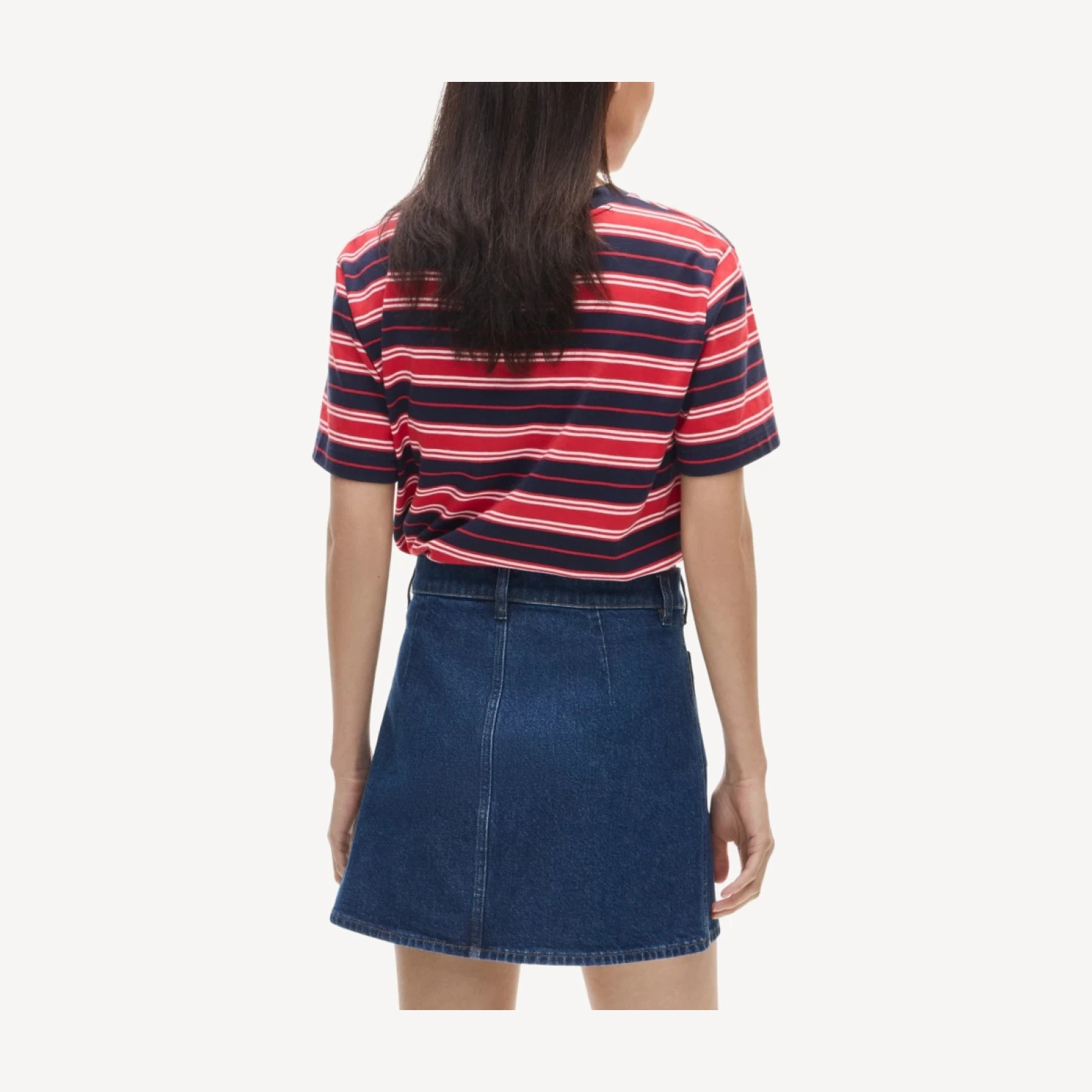 Denim mini skirt with patch pockets