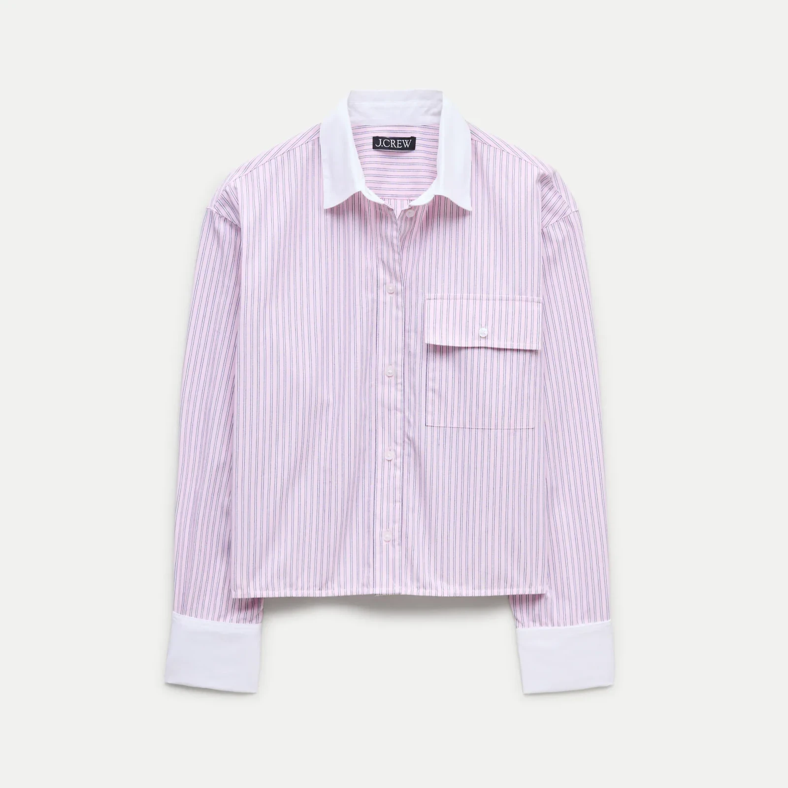 Esme cropped button-up shirt in striped cotton poplin