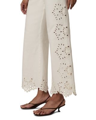 Joe's Jeans The Mia Broderie Wide Leg Ankle Jeans in Ecru Floral