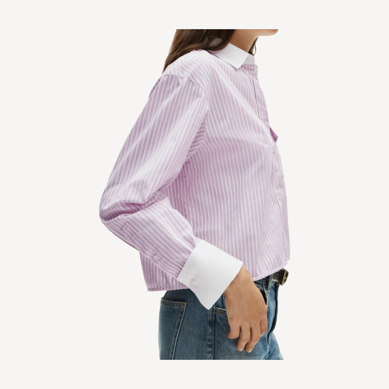 Esme cropped button-up shirt in striped cotton poplin