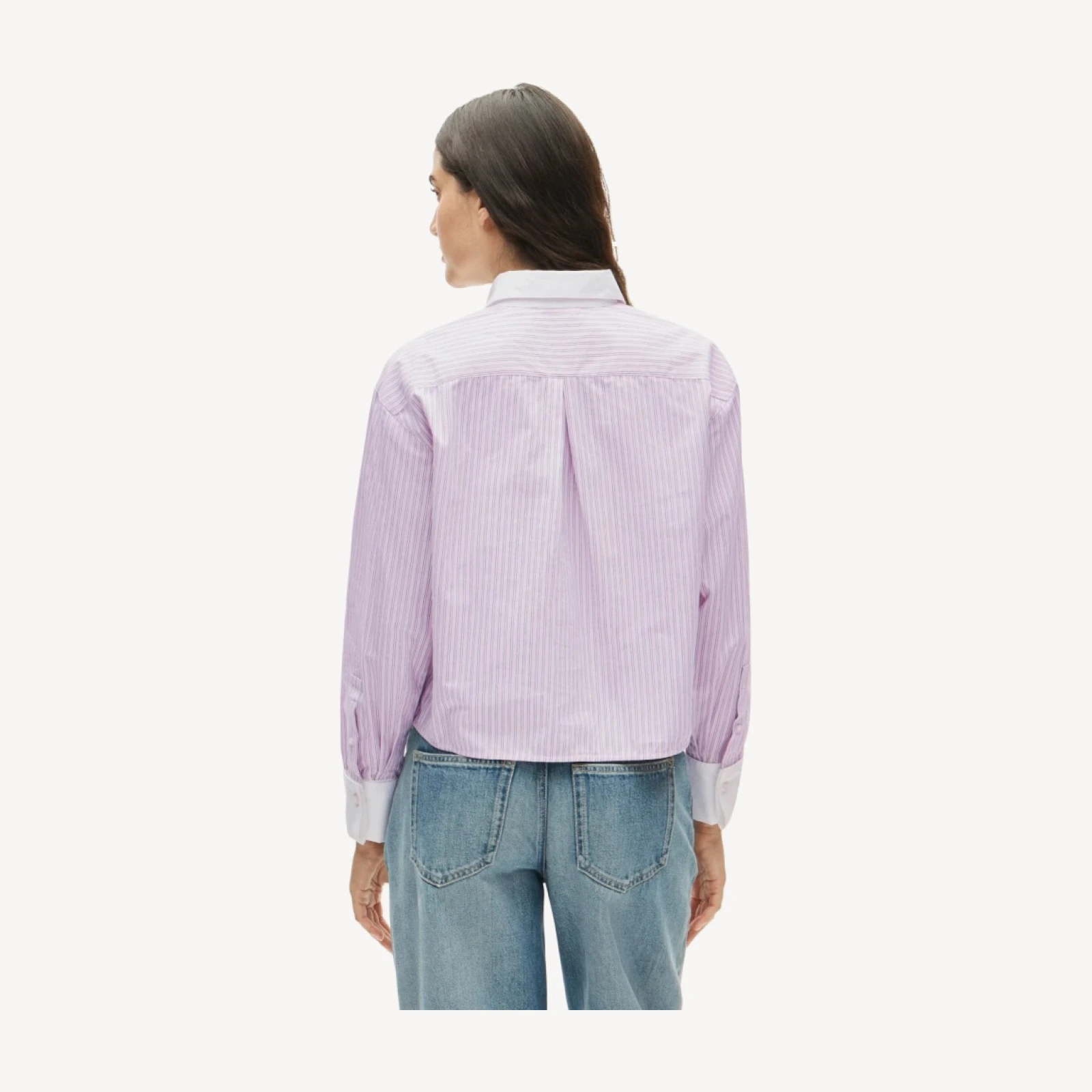 Esme cropped button-up shirt in striped cotton poplin