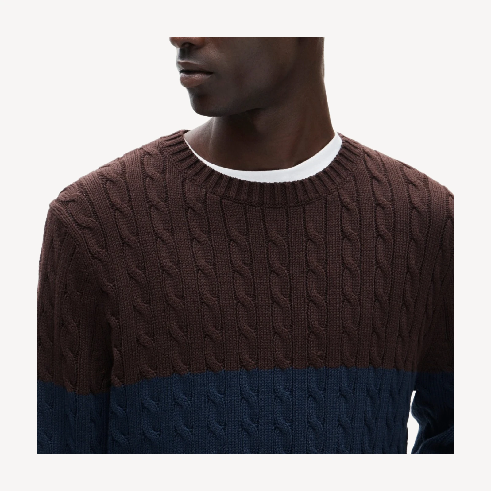 Heritage cotton cable-knit sweater in colorblock