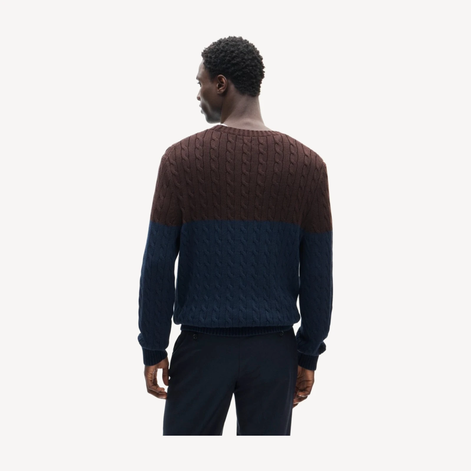 Heritage cotton cable-knit sweater in colorblock