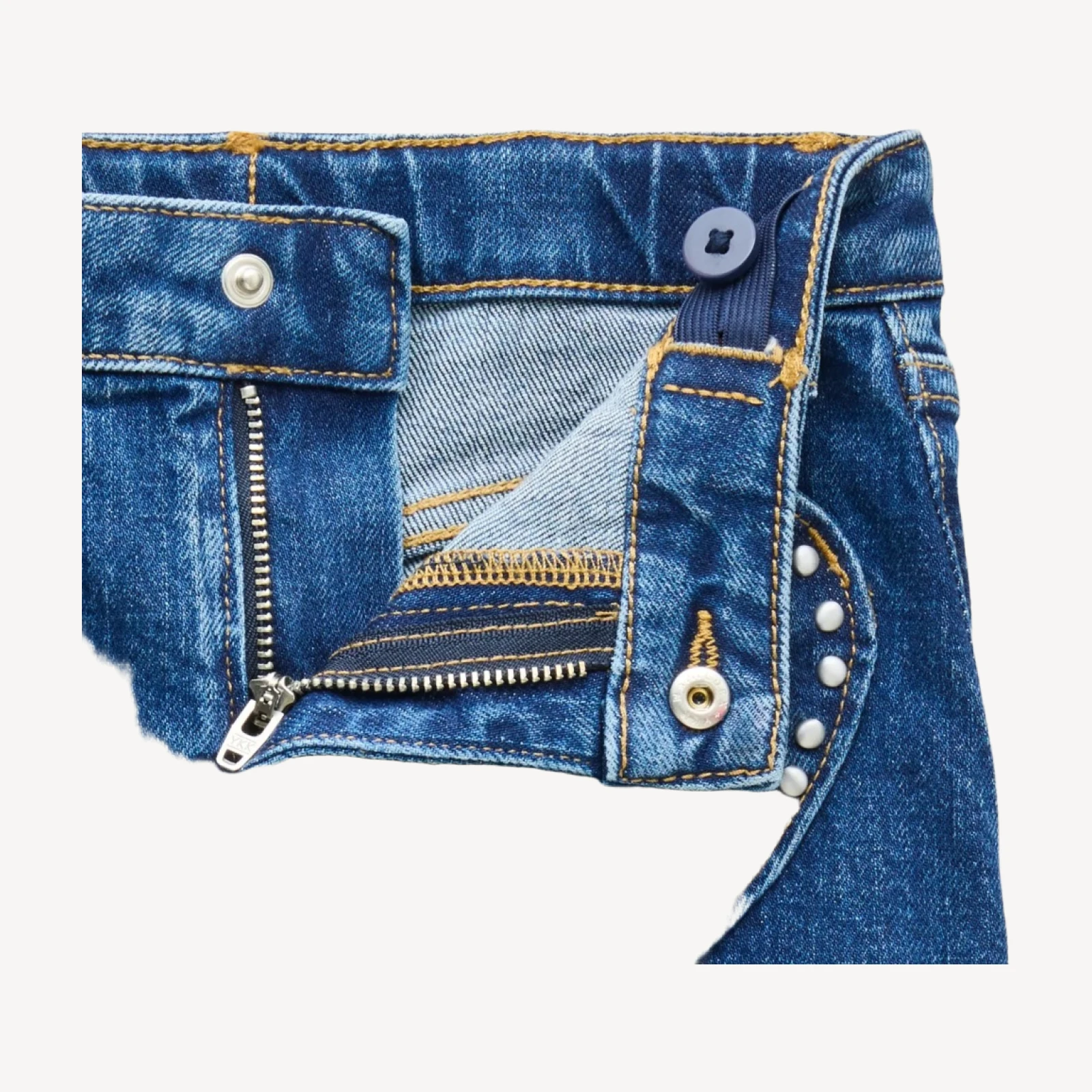Girls' embellished heart-pocket denim skirt