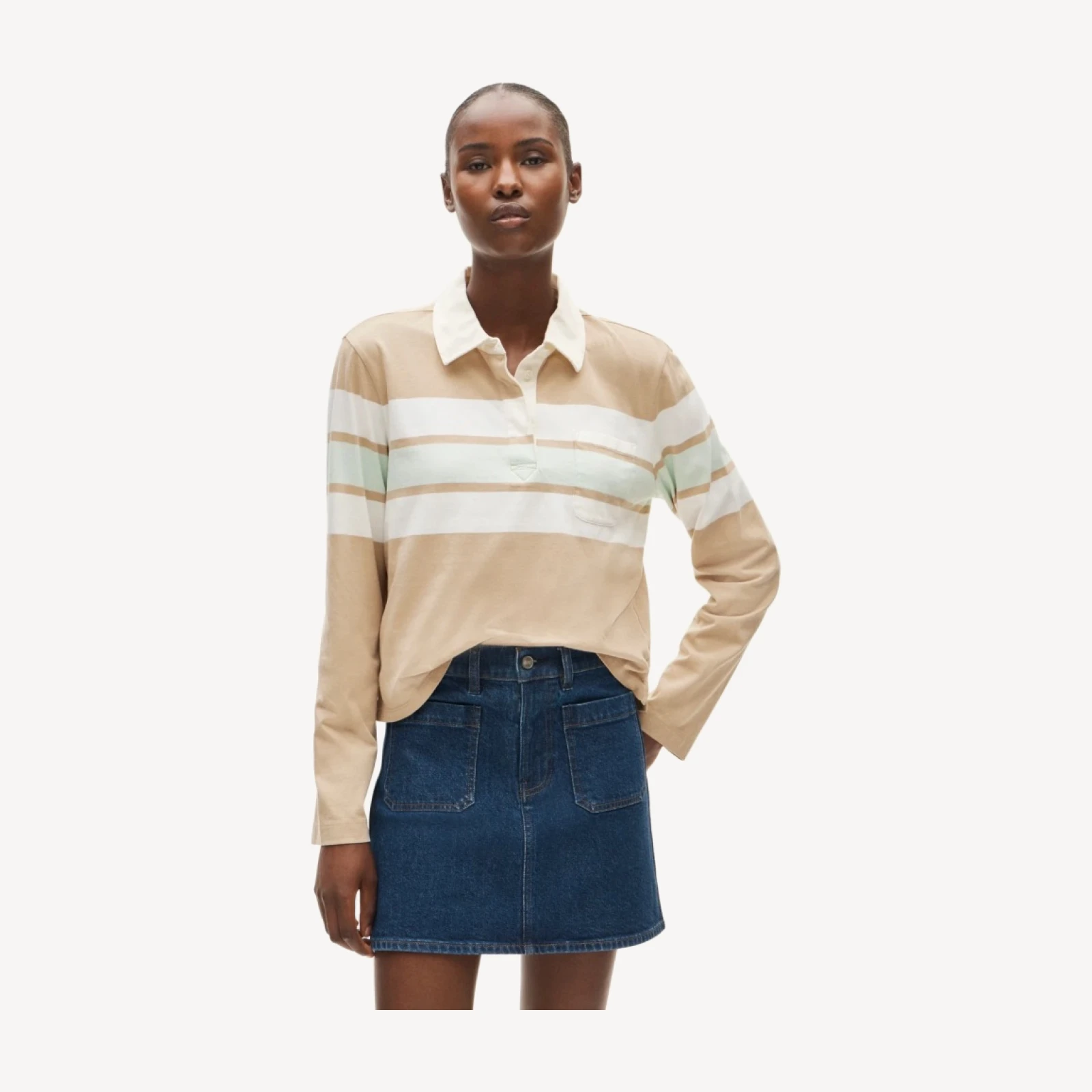 Boyfriend jersey rugby shirt in stripe