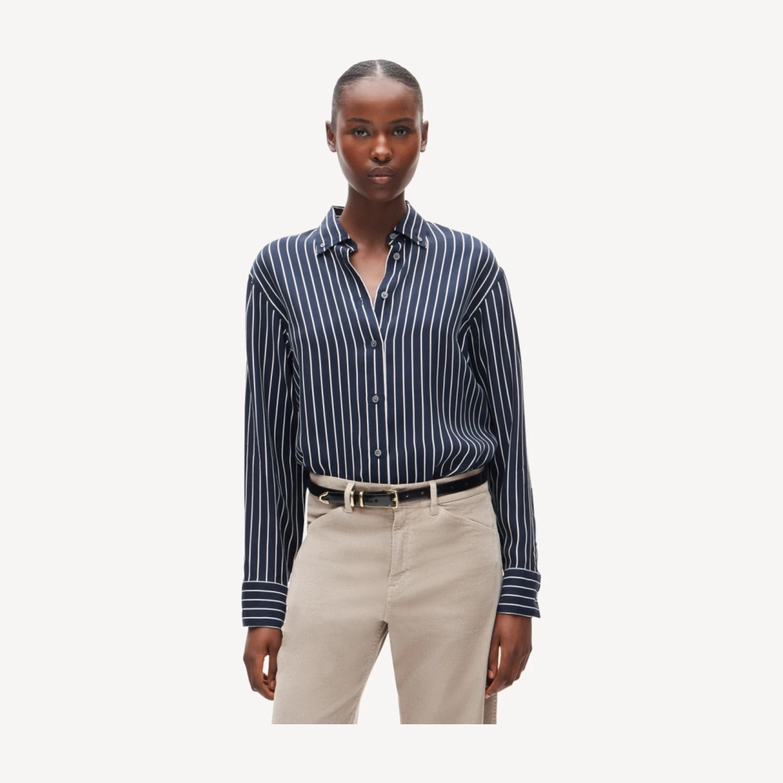 Esme button-up shirt in striped cupro blend
