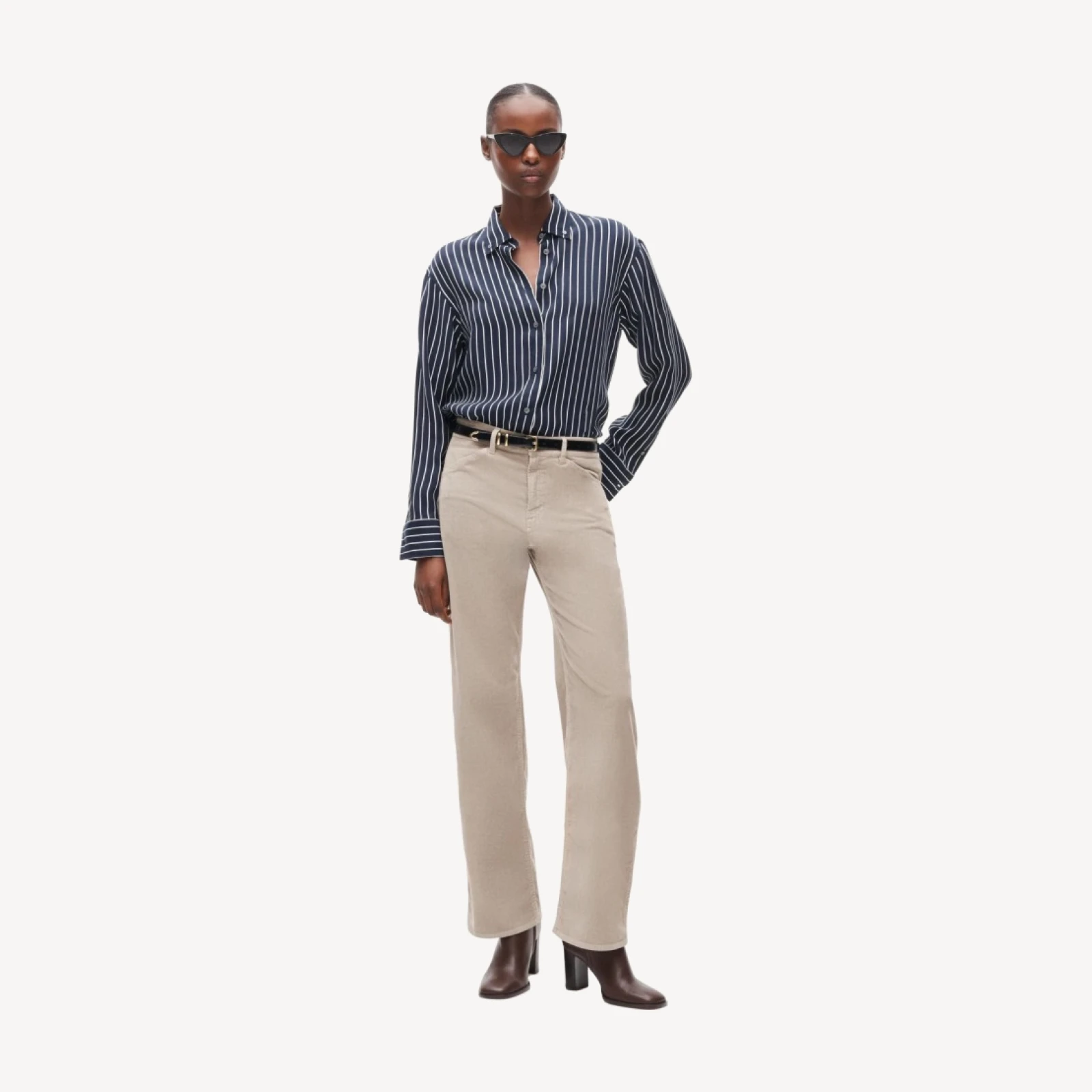 Esme button-up shirt in striped cupro blend