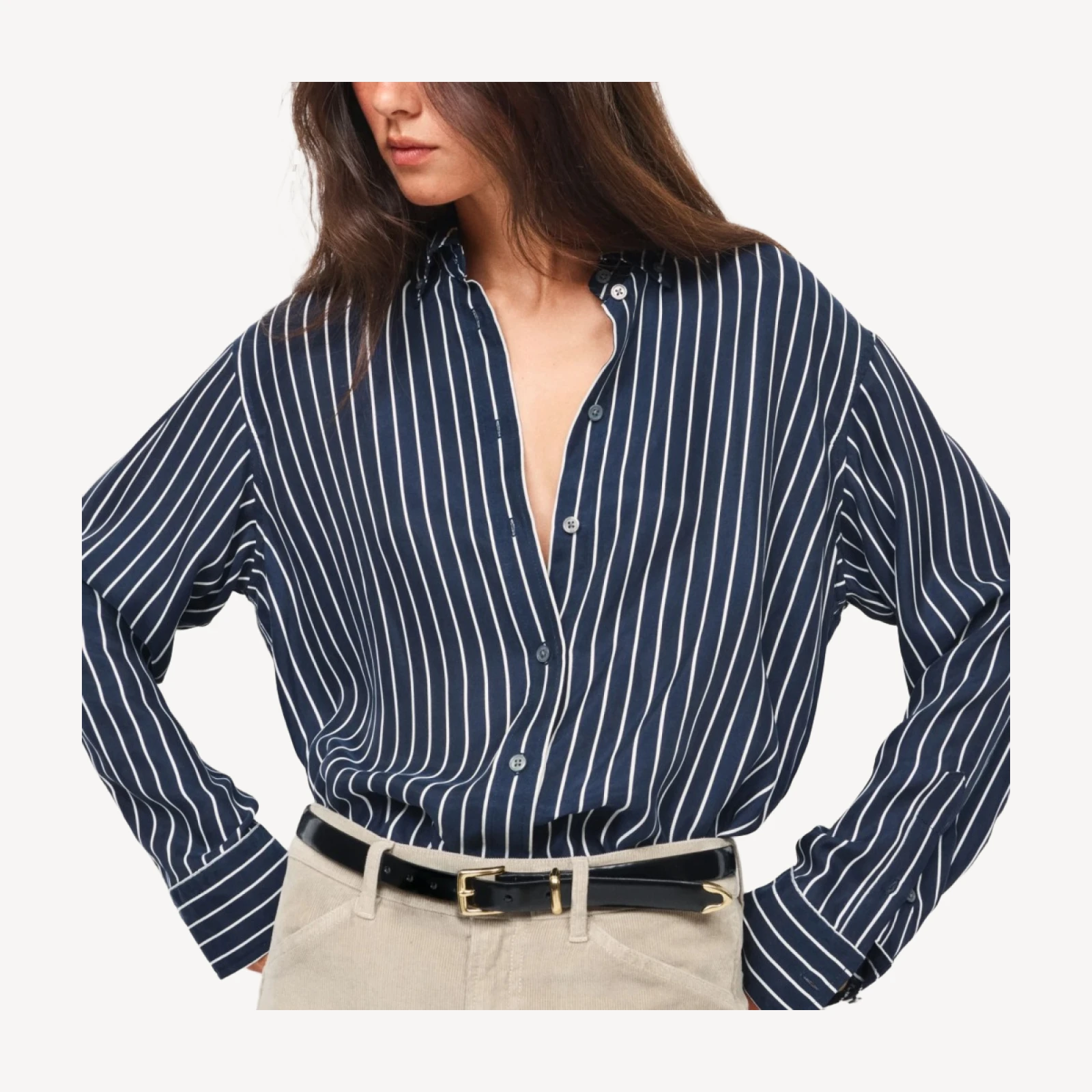 Esme button-up shirt in striped cupro blend