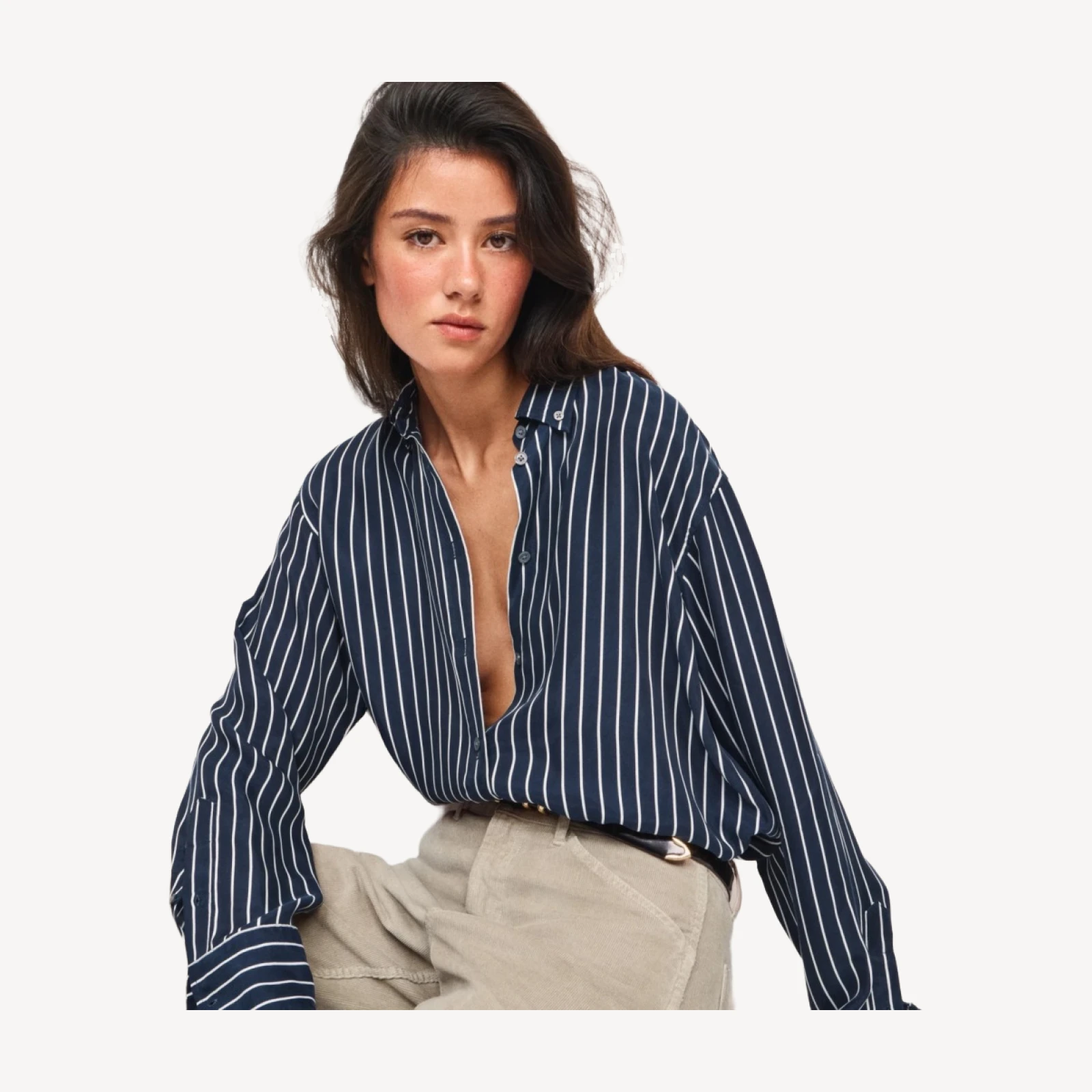 Esme button-up shirt in striped cupro blend