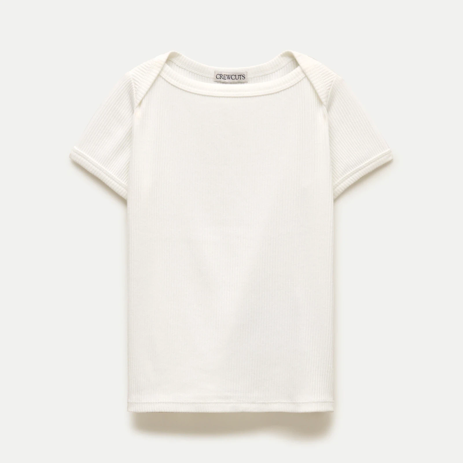 Girls' boatneck T-shirt in striped vintage rib
