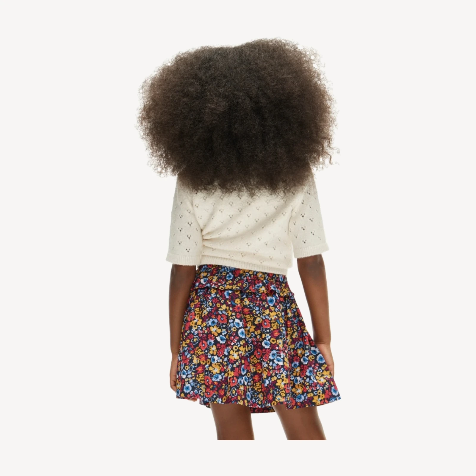 Girls' ruffle pull-on skirt in autumn floral