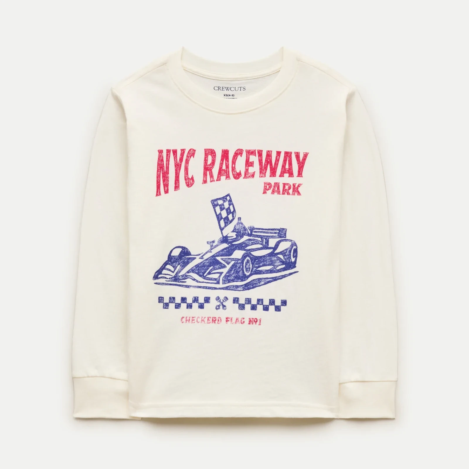 Kids' long-sleeve "NYC raceway" graphic T-shirt