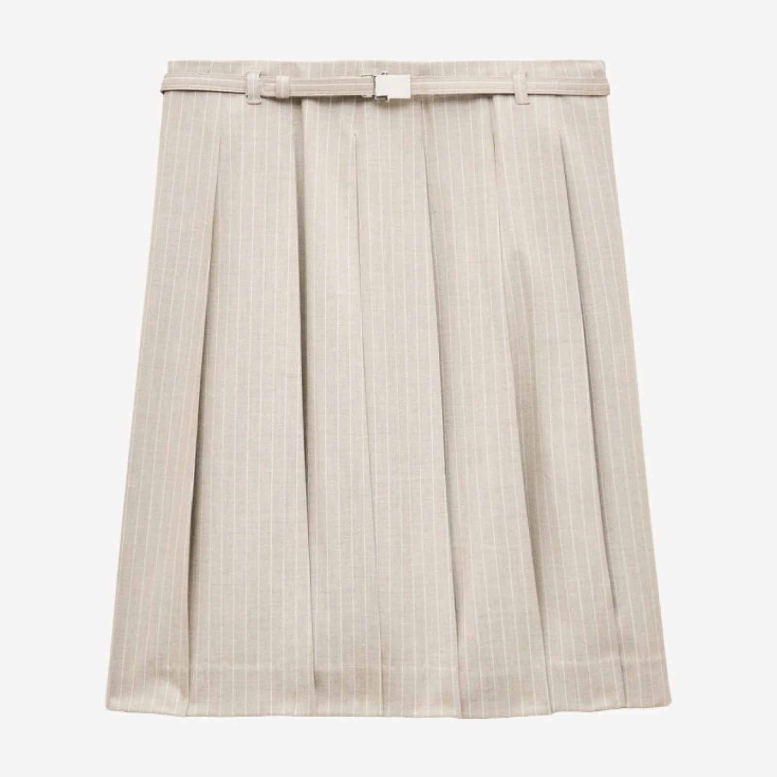 Pleated prep skirt in striped Gramercy suiting