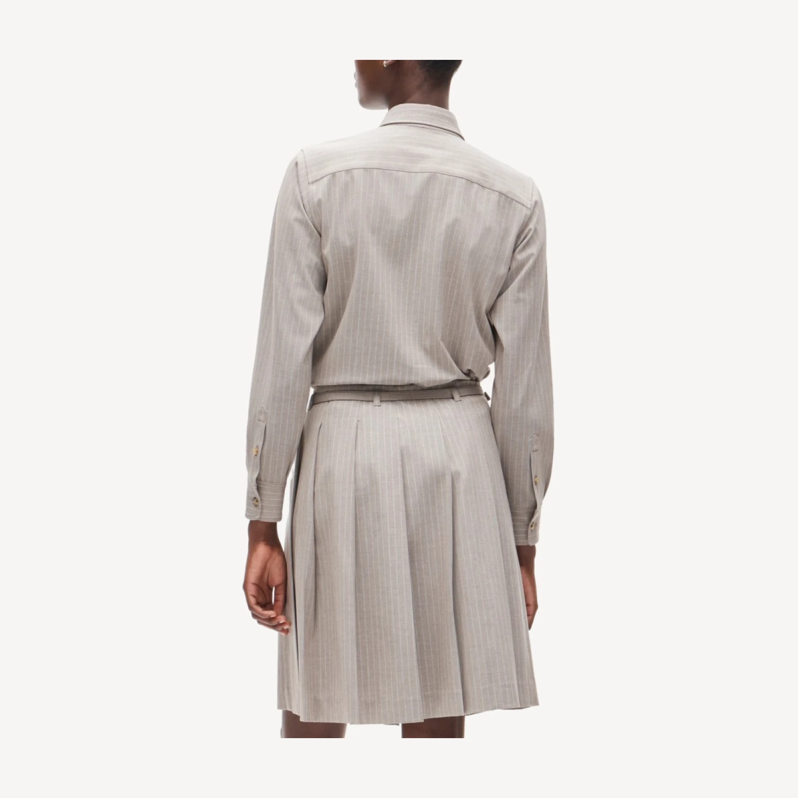 Pleated prep skirt in striped Gramercy suiting