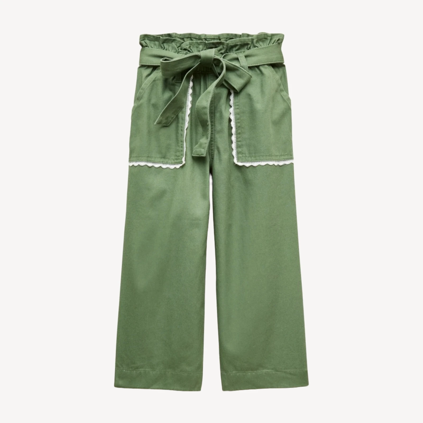 Girls' tie-waist pant in twill