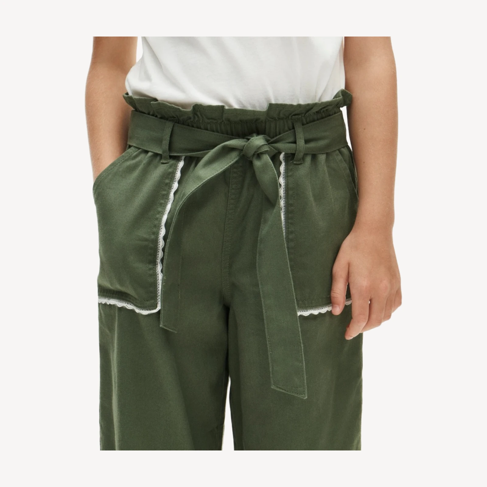 Girls' tie-waist pant in twill