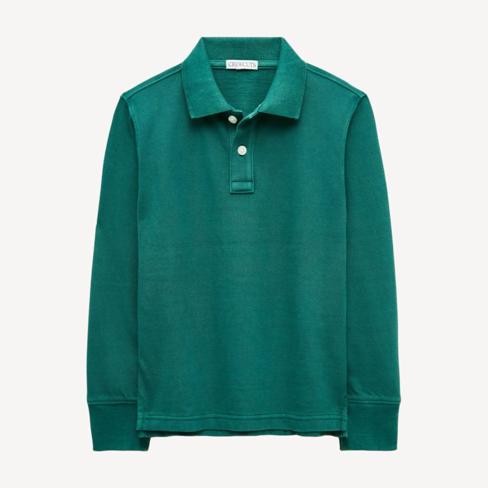 Kids' long-sleeve washed piqué polo shirt