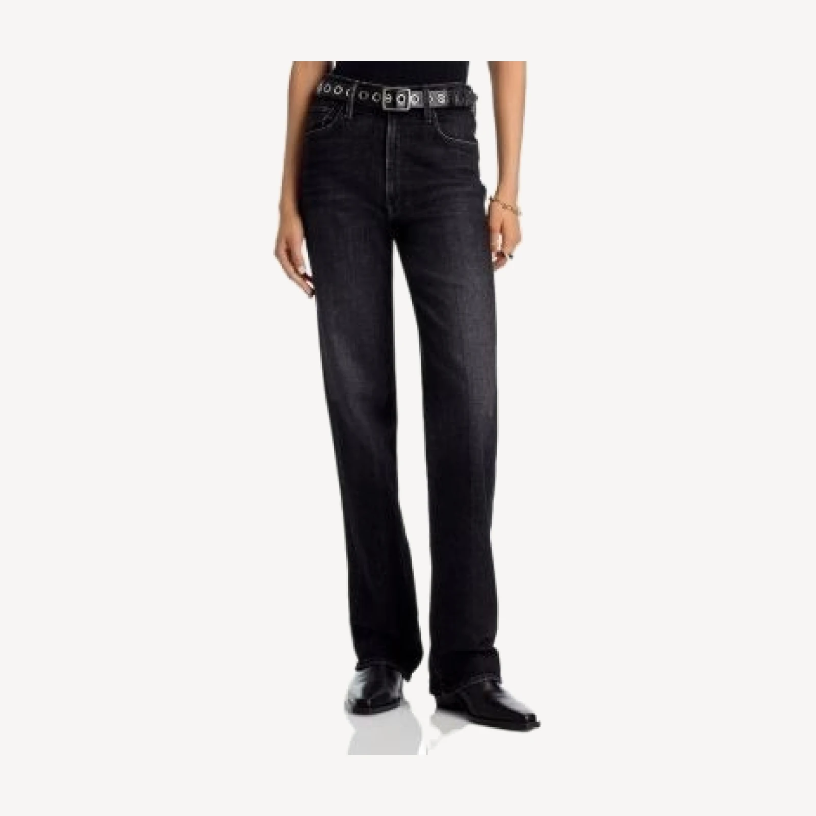 Mother The Rambler High Rise Zip Heel Jeans in Keep it Sharp