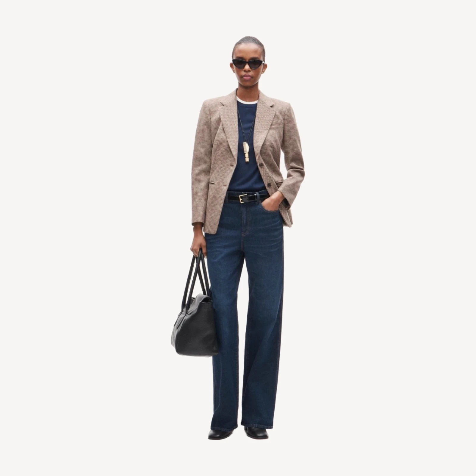 Margeaux blazer in plaid wool-blend flannel