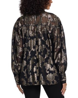 Nydj Anika Metallic Jacquard Blouse