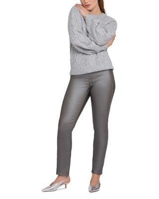 Nydj Sheri High Rise Slim Straight Jeans in Coated Pewter