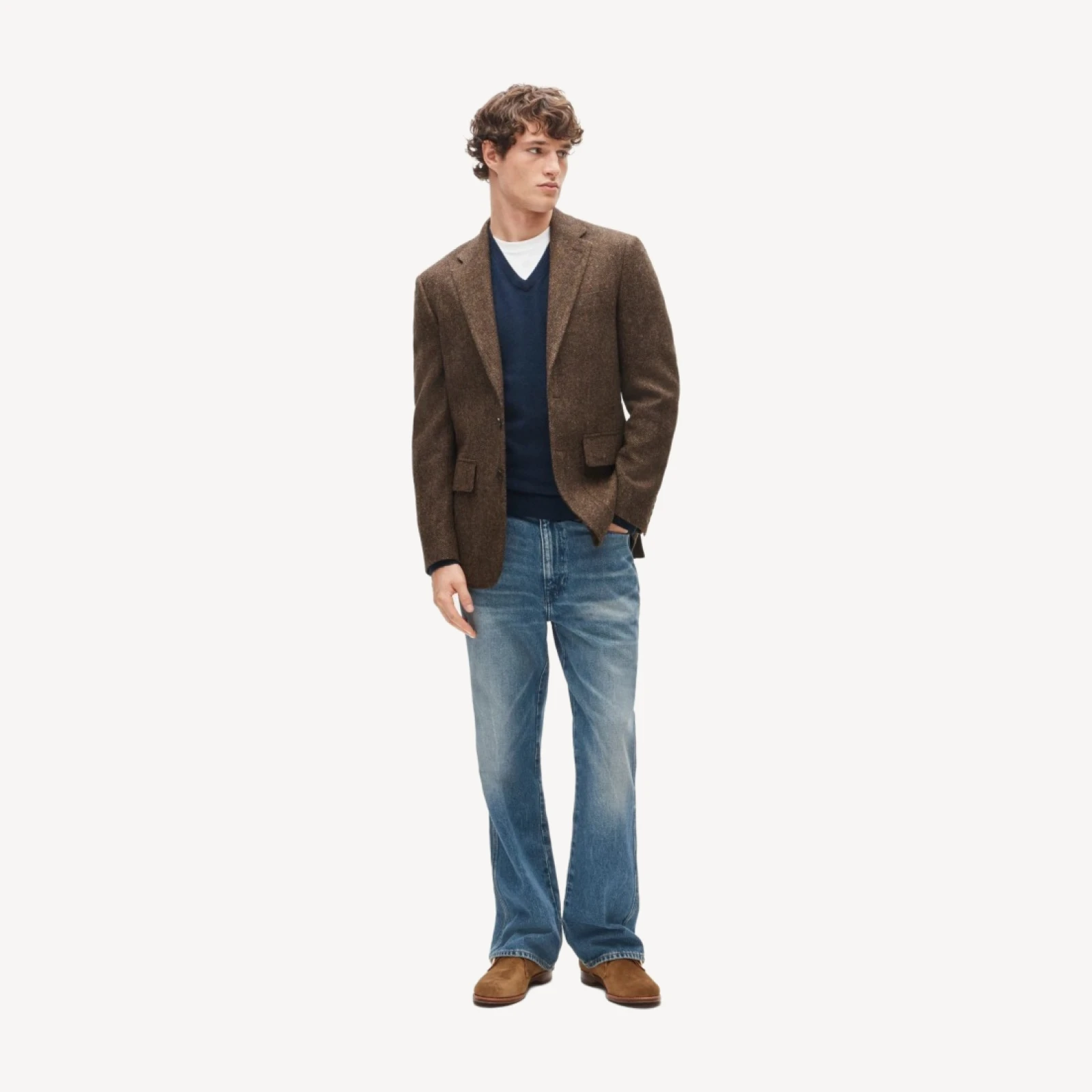 Sportcoat in English broken herringbone wool