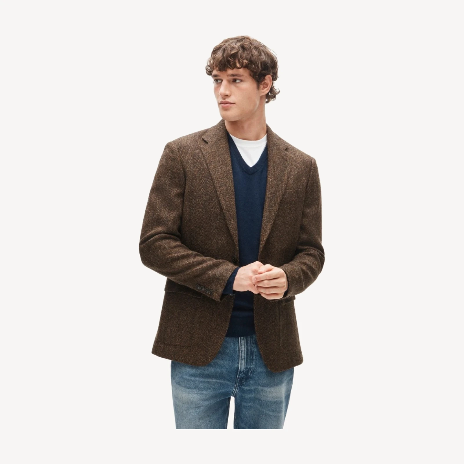 Sportcoat in English broken herringbone wool