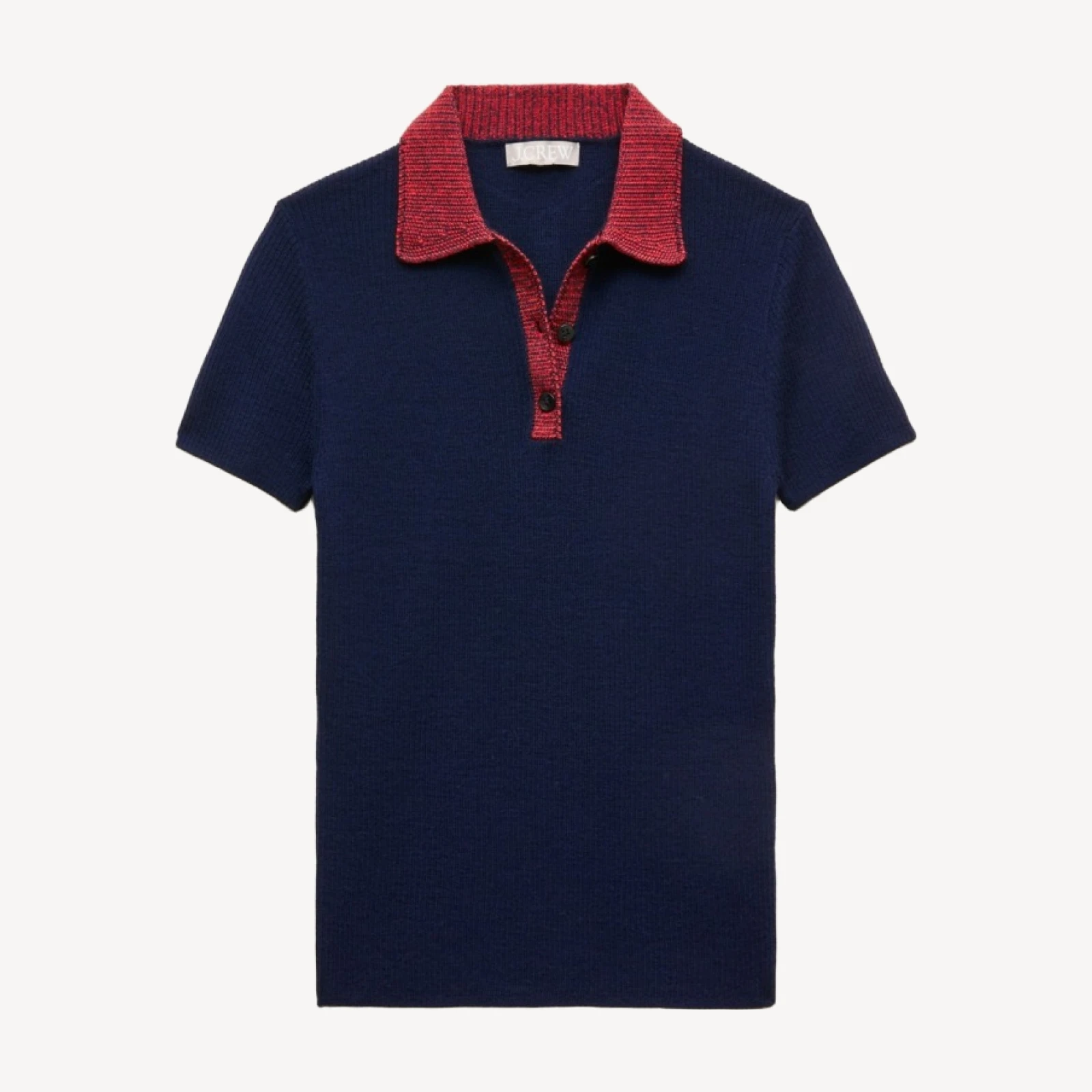 Crochet-trim sweater-polo in merino wool blend