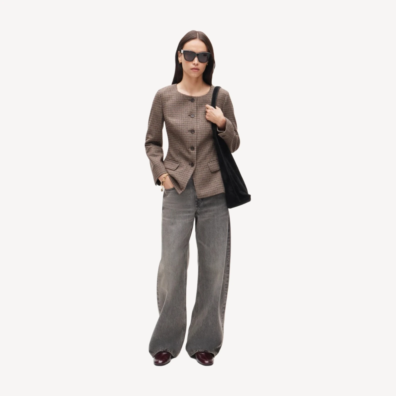 Lady jacket in plaid wool blend