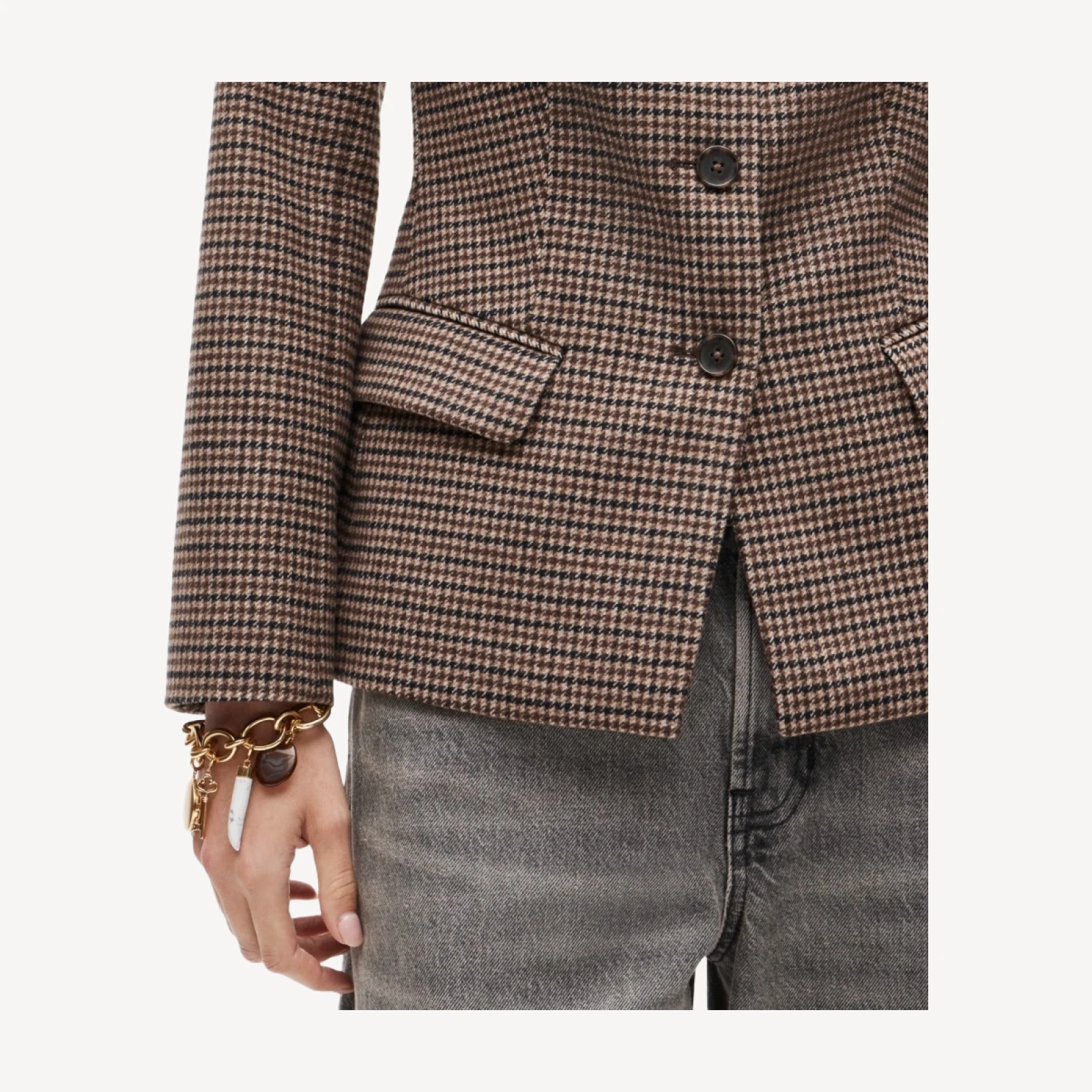 Lady jacket in plaid wool blend