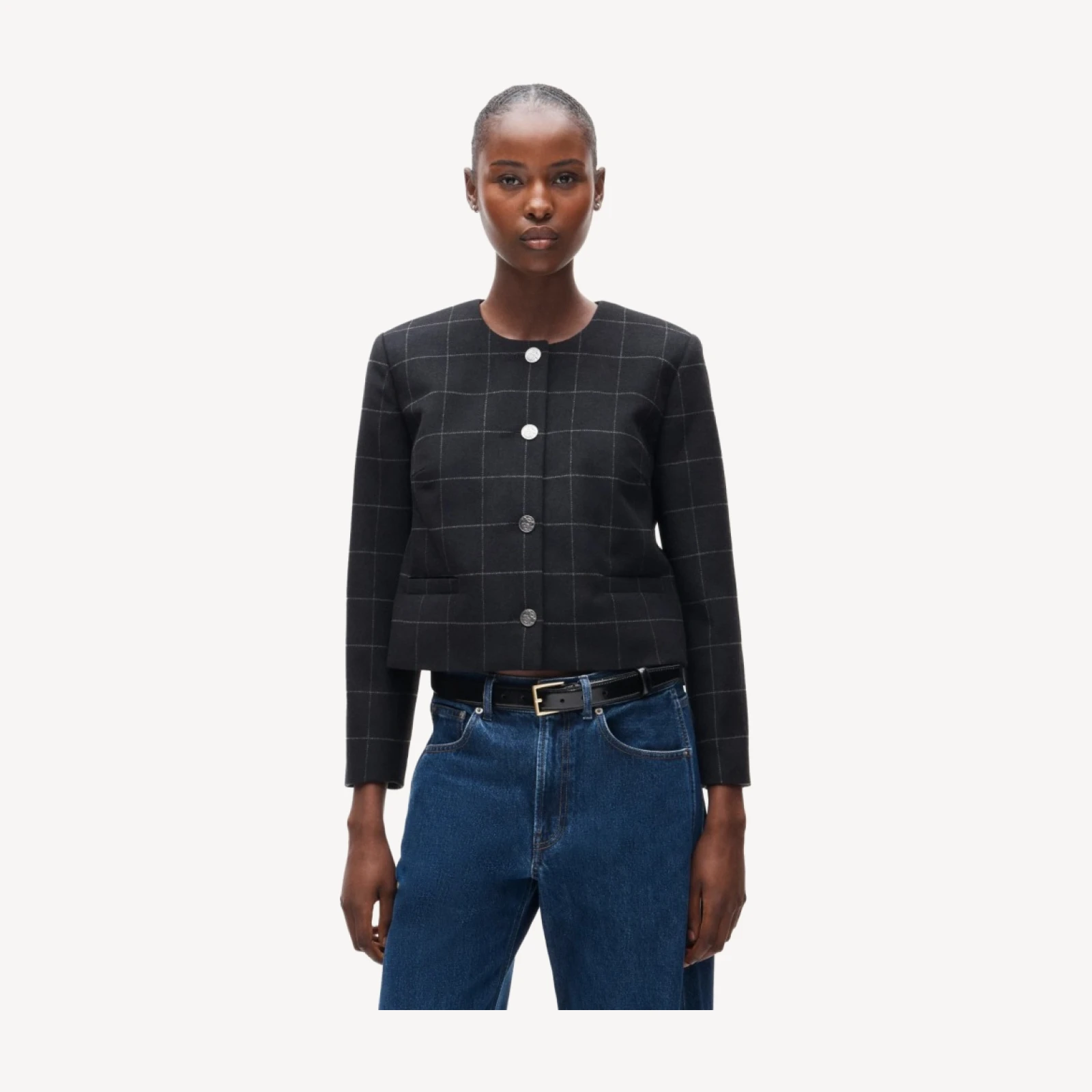 Lady jacket in windowpane wool blend