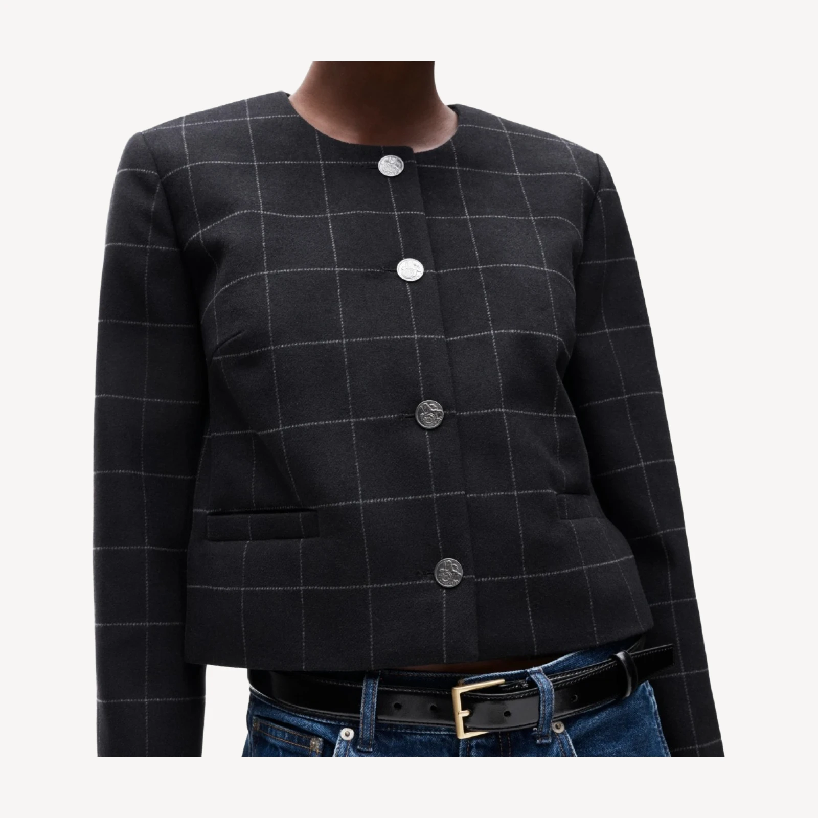 Lady jacket in windowpane wool blend