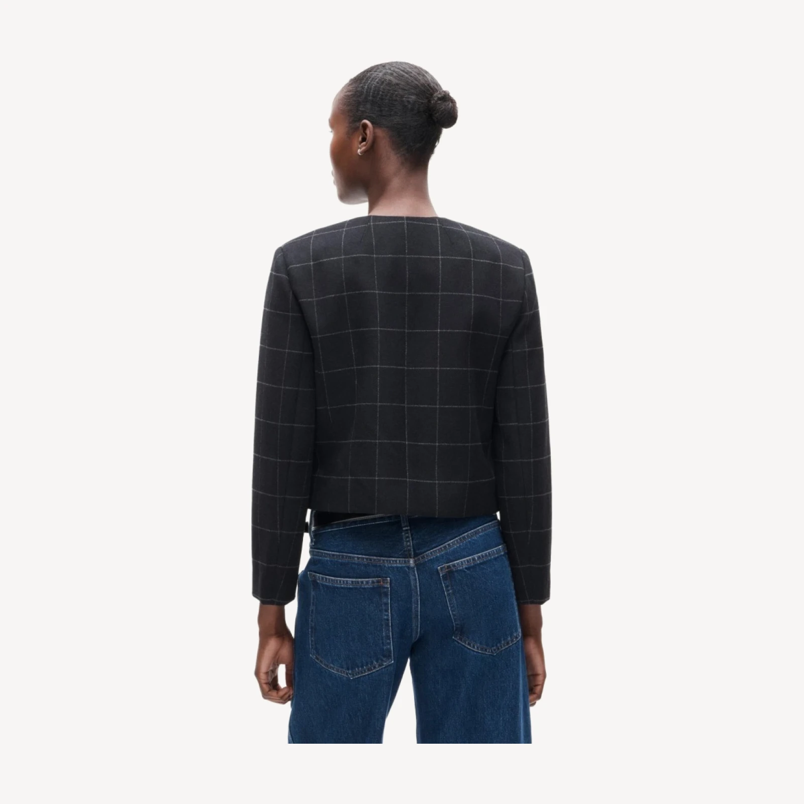 Lady jacket in windowpane wool blend