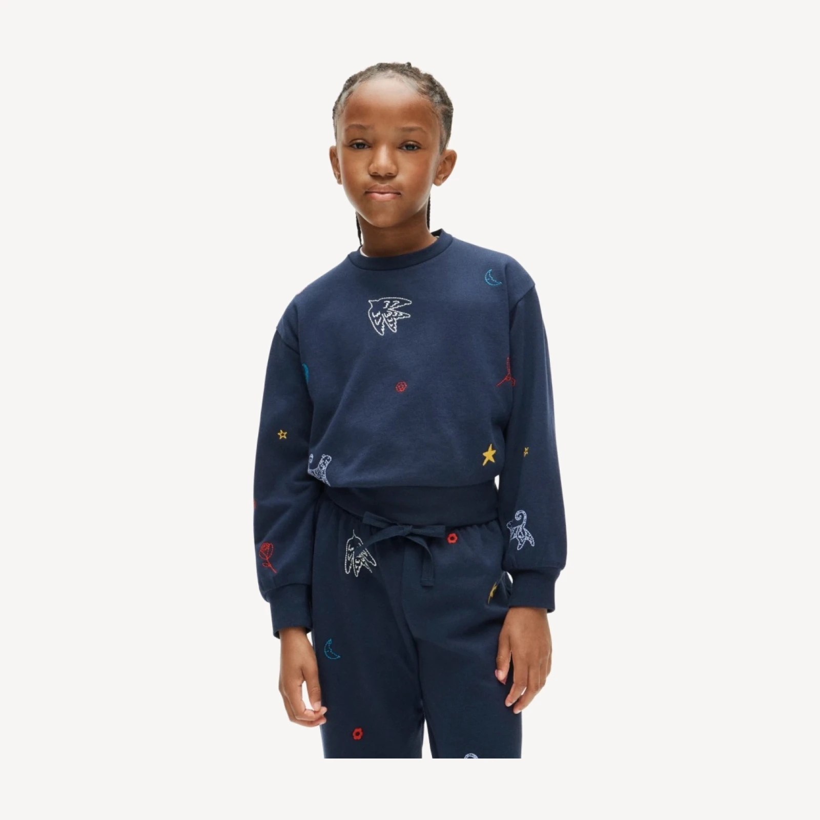 Girls' everyday crewneck sweatshirt in embellished cozy rib