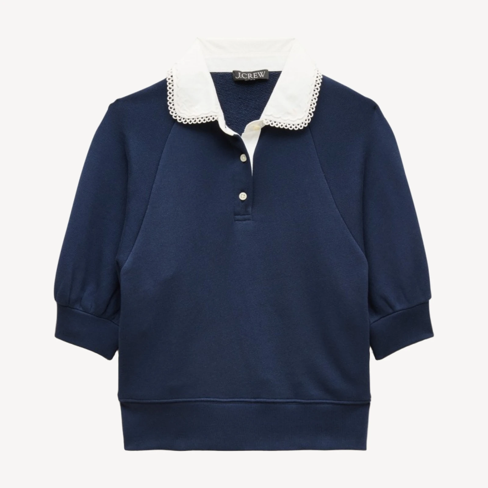 Heritage Terry sweatshirt polo with eyelet collar