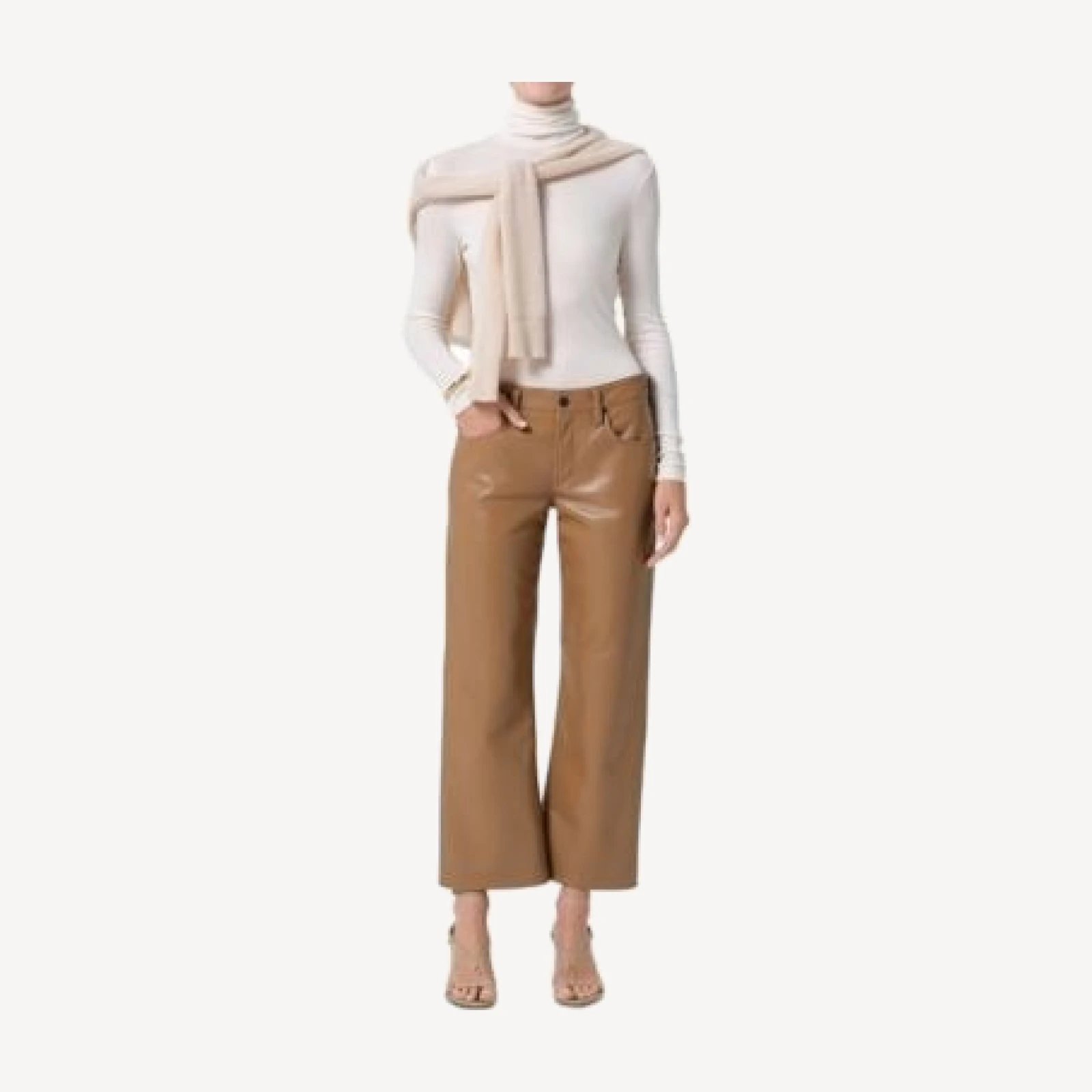 Citizens of Humanity Faye Leather Vintage Straight Jeans in Pale Toffee
