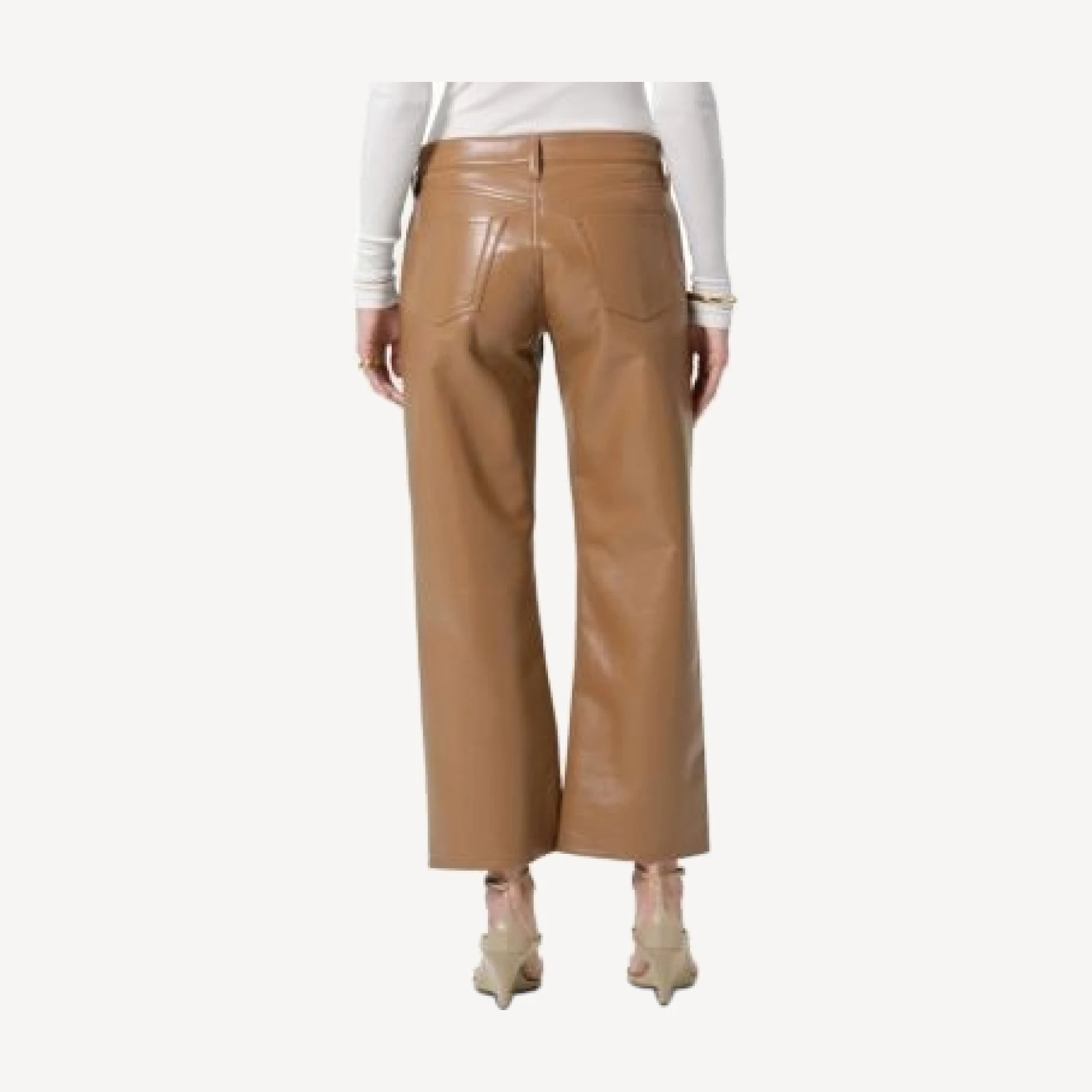 Citizens of Humanity Faye Leather Vintage Straight Jeans in Pale Toffee